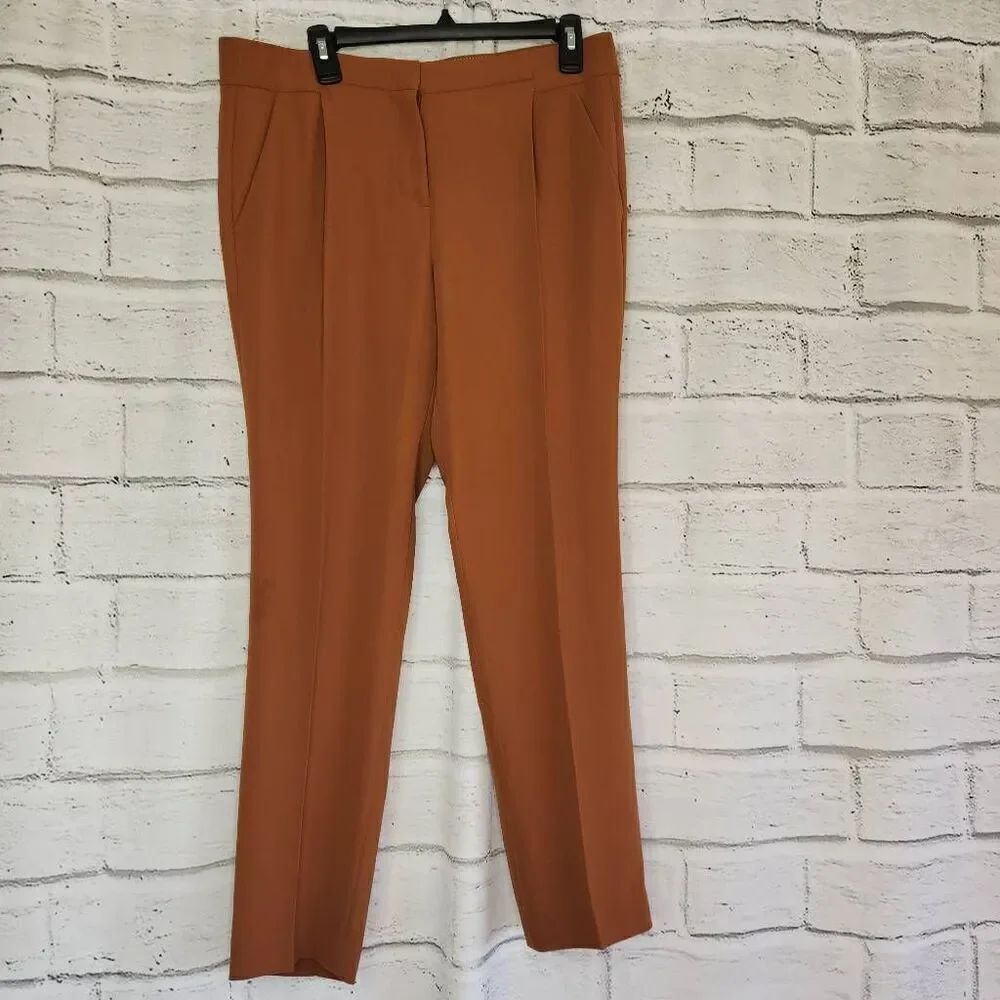 J. Crew Womens Brown Pleated High Rise Straight Leg Trouser Dress Pants Size 6